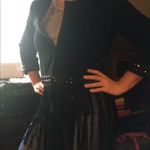 Piperlime Suede Fringed Jacket w/Embellishments